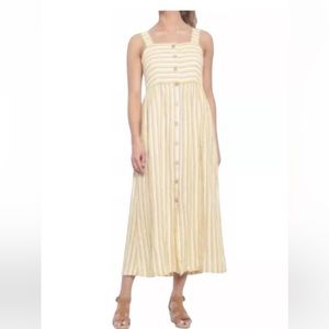 Rachel Zoe yellow stripe dress - 100% linen. Size US 12 - EUC